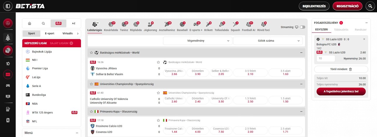 Betista élő fogadás