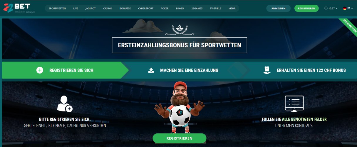 22bet-Aktionen für Schweizer Spieler