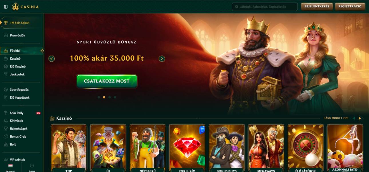 Casinia fogadási oldal