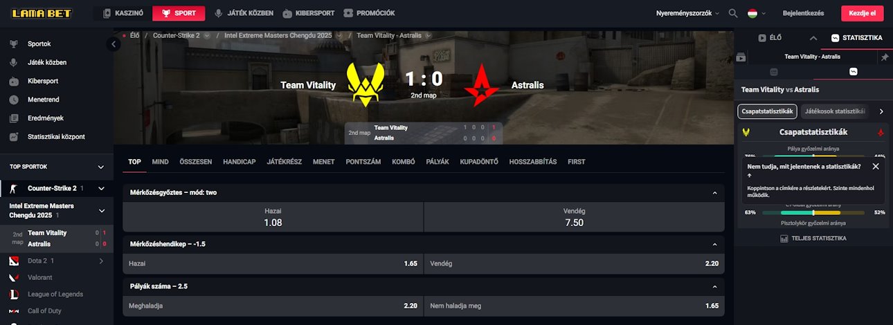 Lamabet esport fogadások