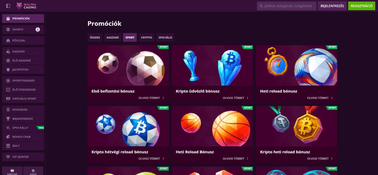 Malina sportfogadási bónuszok