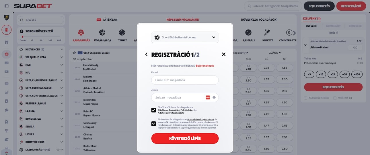 Supabet regisztráció